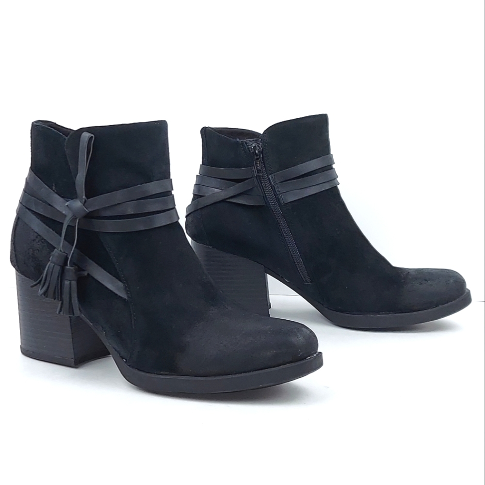 BOC Amber Suede Tassel Block Heel Ankle Boots Size 9